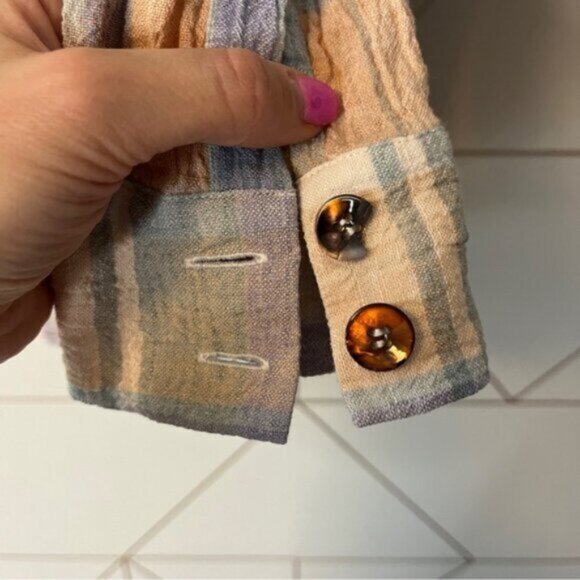 Soft Surroundings Crepe 100% Linen Plaid Button Up Shirt - Picture 6 of 10